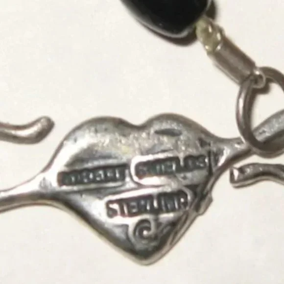 ❤️ROBERT SHIELDS STERLING HEART AMBER ONYX SPIRIT ANIMAL NECKLACE
